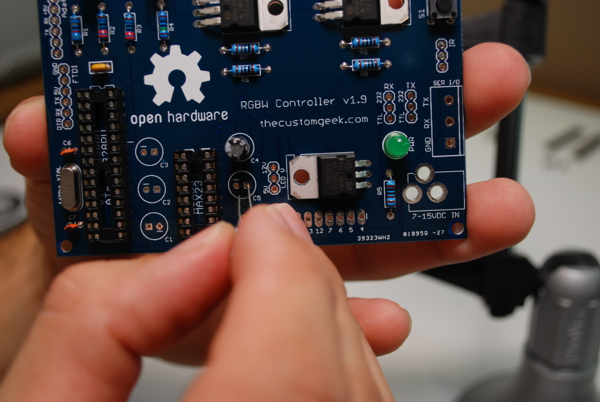 Installing the electrolytic caps..